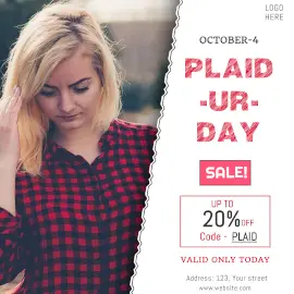 Online Editable Red Plaid-Ur-Day October 4 Fashion Sale Instagram Ad