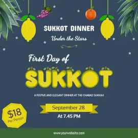 Online Editable First Day of Sukkot Citron Wishes Social Media Post