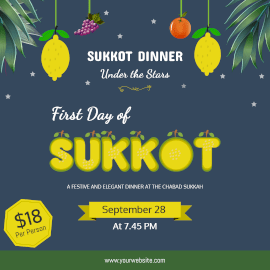 Online Editable First Day of Sukkot Citron Wishes Instagram Ad