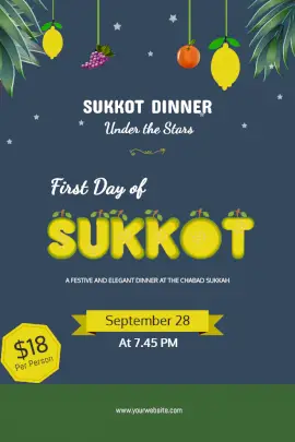 Online Editable First Day of Sukkot Citron Wishes Social Media Post