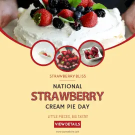Online Editable National Strawberry Cream Pie Day Instagram Ad