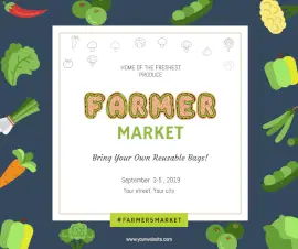 Online Editable Blue Farmer Market Facebook Post