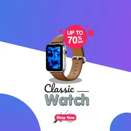 Online Editable Blue Classic Watch Photo Mockup