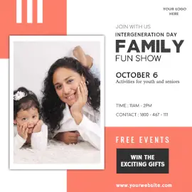 Online Editable Intergeneration Day October 6 Family Event Social Media Post