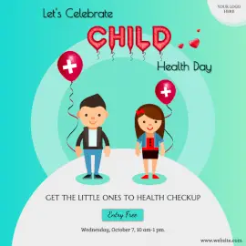 Online Editable Child Health Day Illustrated Awareness Social Media Post