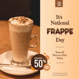 Online Editable National Frappe Day October 7 Promotional Social Media Post