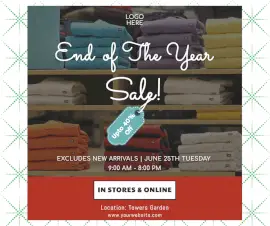 Online Editable End Of The Year Sale Facebook Post
