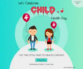 Online Editable Child Health Day Illustrated Awareness Facebook Post