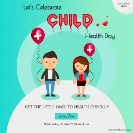 Online Editable Child Health Day Illustrated Awareness Instagram Ad