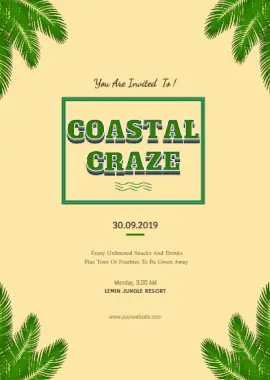 Online Editable Coastal Craze Beach Party Portrait Invitation