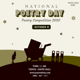 Online Editable National Poetry Day October 20 Poetry Event Instagram Ad