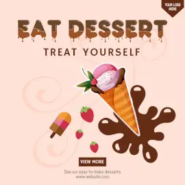 Online Editable Dessert Outlet Promotion Social Media Post