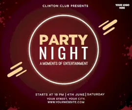 Online Editable Night Club Party Facebook Post