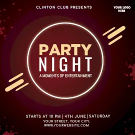 Online Editable Party Night Social Media Post