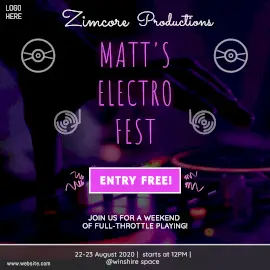 Online Editable Electro Festival Instagram Ad