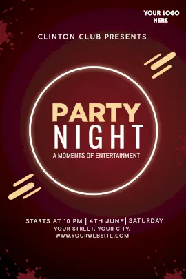 Online Editable Dark Red Party Night Tumblr Graphic
