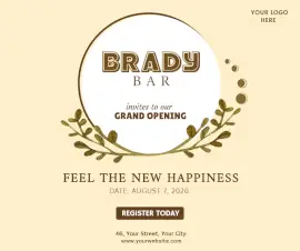 Online Editable Pub Opening Invitation Facebook Post