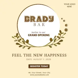Online Editable Brady Bar Opening Instagram Ad