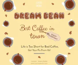 Online Editable New Coffee Shop Ad Facebook Post