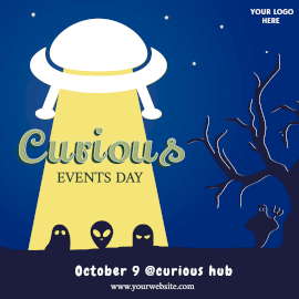 Online Editable Curious Events Day October 9 UFO Illustration Instagram Ad