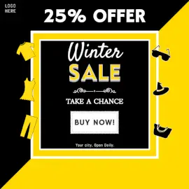 Online Editable Winter Sale Offers Social Media Post