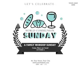 Online Editable World Communion Sunday, October 6 Announcement Facebook Post