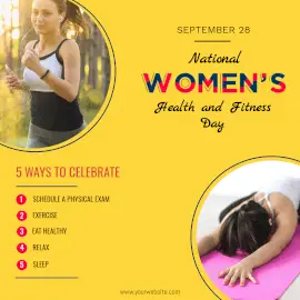 Online Editable National Women's Health and Fitness Day September 28 Informational Instagram Ad