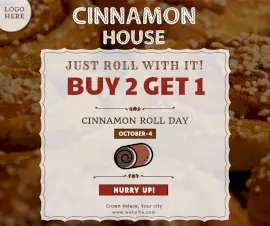 Online Editable Red Cinnamon Roll Day October 4 Cafe Offer Facebook Post