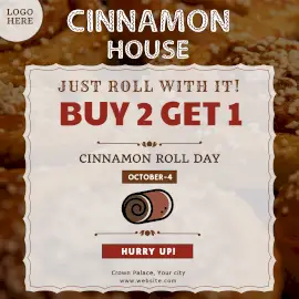 Online Editable Cinnamon Roll Day October 4 Cafe Offer Instagram Ad