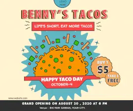 Online Editable Tacos Day October 4 Facebook Post