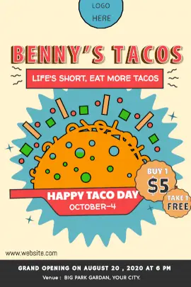 Online Editable Taco Day with Illustration Tumblr Graphic