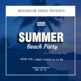 Online Editable Summer Beach Party Instagram Ad