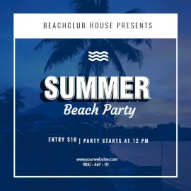 Online Editable Summer Beach Party Social Media Post