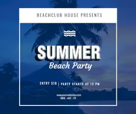 Online Editable Summer Beach Party Facebook Post
