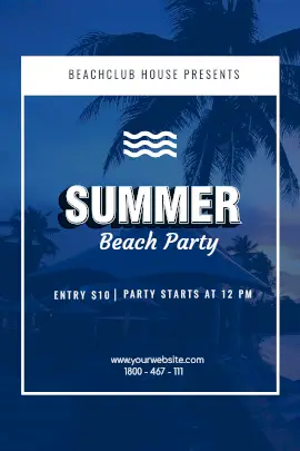 Online Editable Blue Summer Beach Party Tumblr Graphic