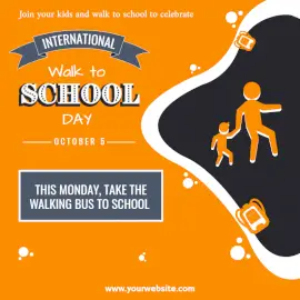 Online Editable International Walk to School Day Event Social Media Post