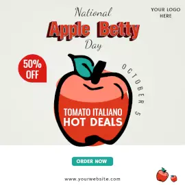 Online Editable National Apple Betty Day October 4 Social Media Post