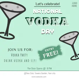 Online Editable National Vodka Day Party Invite Social Media Post