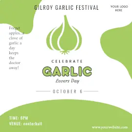 Online Editable White and Green Garlic Lovers Day October 6 Instagram Ad