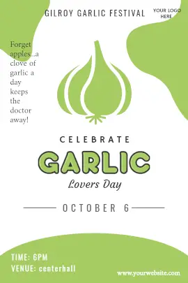 Online Editable White and Green Garlic Lovers Day October 6 Tumblr Graphic