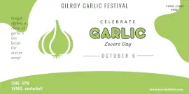 Online Editable White and Green Garlic Lovers Day October 6 Twitter Post