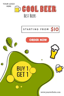Online Editable White and Green Cool Beer Tumblr Graphic