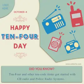 Online Editable Happy Ten-Four Day October 4 Facts Social Media Post