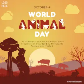 Online Editable World Animal Day Awareness Social Media Post