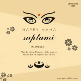 Online Editable Maha Saptami Wishes Social Media Post
