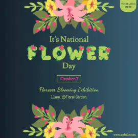 Online Editable It's National Flower Day Social Media Post