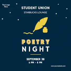 Online Editable Poetry Night Social Media Post
