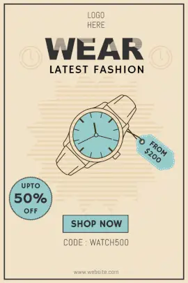 Online Editable Latest Watch Sale Pinterest Graphic