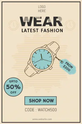 Online Editable Grayish Yellow Fancy Font Watch Sale Tumblr Graphic