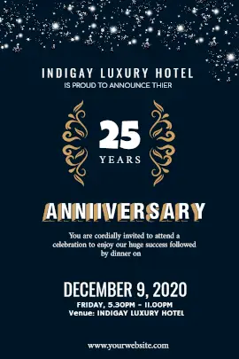 Online Editable Dark Blue Luxury Hotel Anniversary Tumblr Graphic